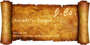 Jordán Csaba névjegykártya